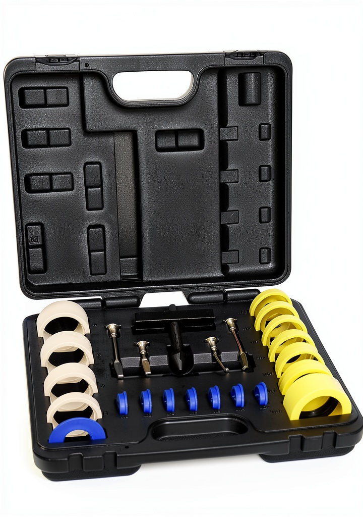 Technician using the seal tool kit on an engine block