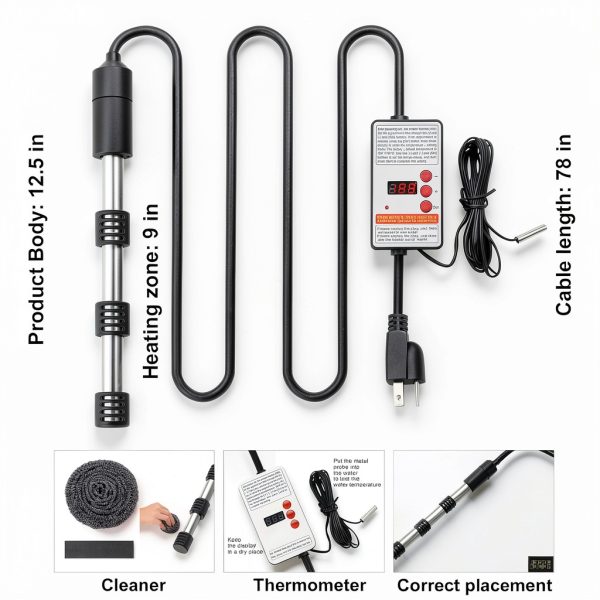 Immersion Water Heater, 1500W Portable Electric 304 Stainless Heaters with Guard Cover, Water Heater for Pool Bathtub -Heat 5 Gallons Water in Minutes-1