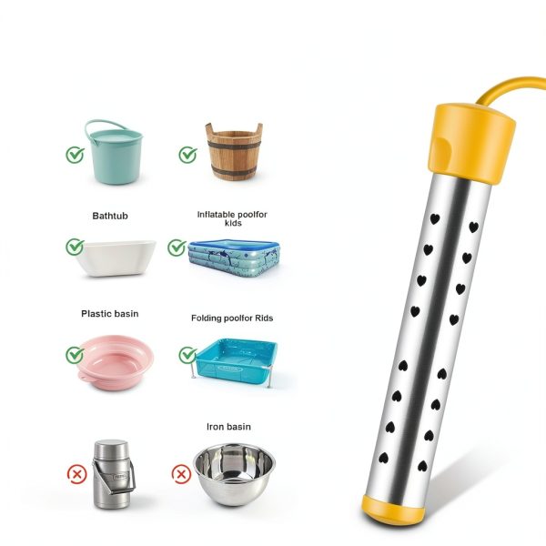 Portable Water Heater KVNTOOLS Immersion Yellow R15 1500W Stainless-5