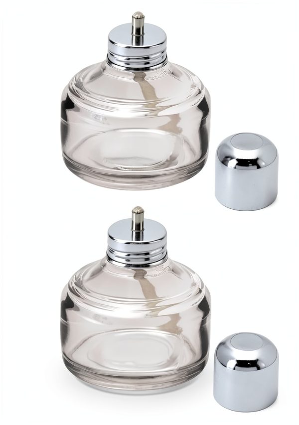 QWORK Alcohol Lamp, 2 Pack 120ml Glass Dental Alcohol Burner Lamp, Lab Equipment Heating Bottle, Bunsen Burners with Cotton Wick and Metal Cap, for Science Experiments-0