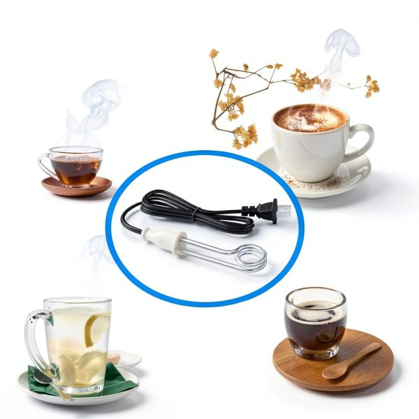 Immersion Water Heater 300W 120/240V Portable Immersion Water Heater Element, Instant Immersion Cup Mug Heater Fit Camping Traveling Coffee/Tea/Soup Electric Water Portable Reheater-4
