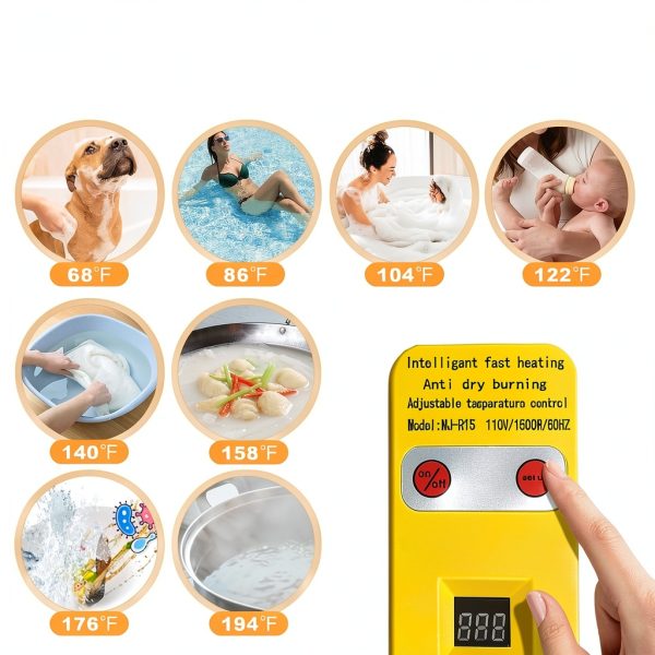 Portable Water Heater – 1500W Immersion Heater for Bathtub, Bucket, Hot Tub, and Mini Inflatable Pool – Fast Heating with Rust-Resistant 304 Stainless Steel Cap-6