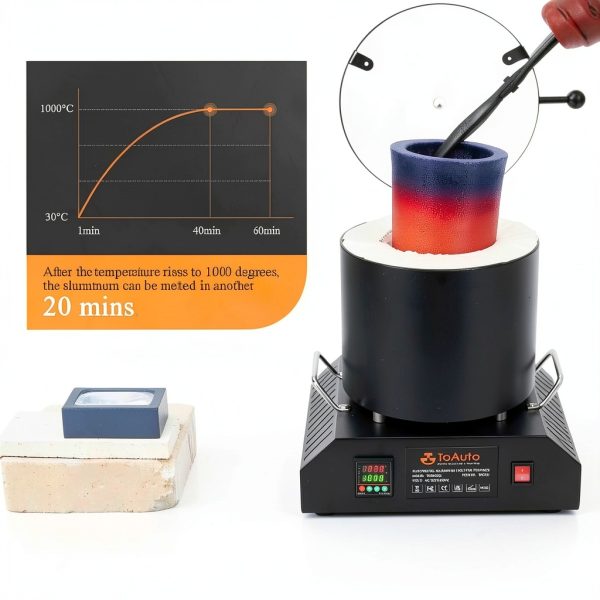 TOAUTO 8KG Electric Aluminum Melting Furnace TAF8000, 1800W PID-6